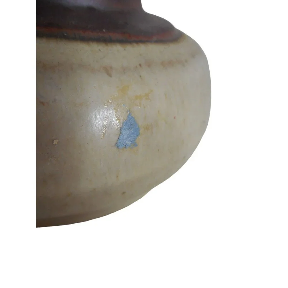 Vintage 1985 Flat Earth Pottery Duck Wick Topper Oil Lamp Vase Artist Signed #3 - Picture 5 of 11